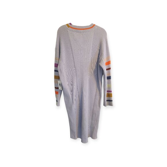 Anthropologie Daily Practice Ribbed Cozy Warm Grey Stripe Sweaterdress S NWT - Picture 7 of 16